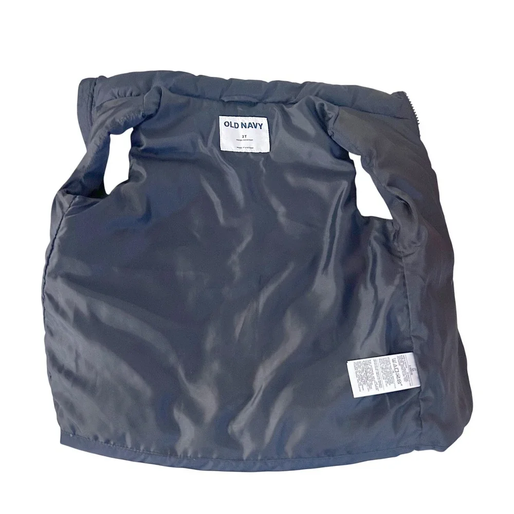 Old Navy Puffer Vest Navy Blue Sz. 3T Water Resistant Padded Zip‎ Front Pockets